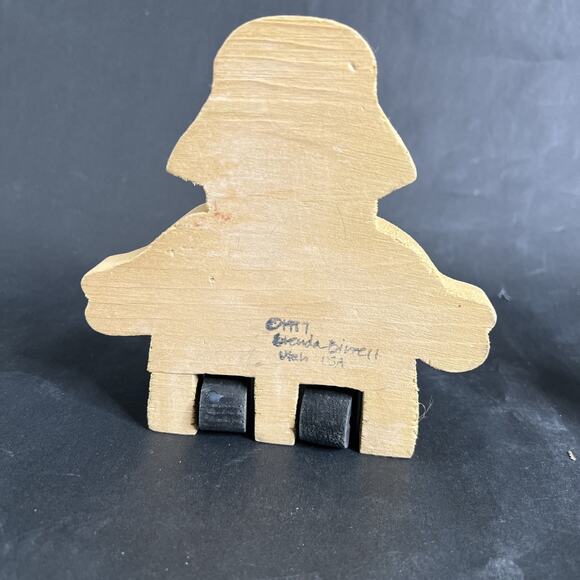 VTG Thanksgiving Shelf Sitters Pilgrm Boy Girl Turkey Set of 2 signed Hand Paint - Picture 8 of 9